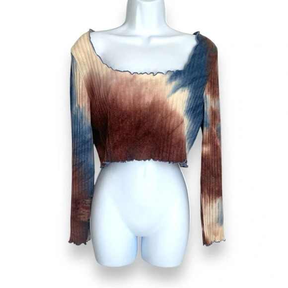 Shein Curve Women’s Ribbed Tie-Dye Cropped Long Sleeve Top 2XL - Picture 4 of 4